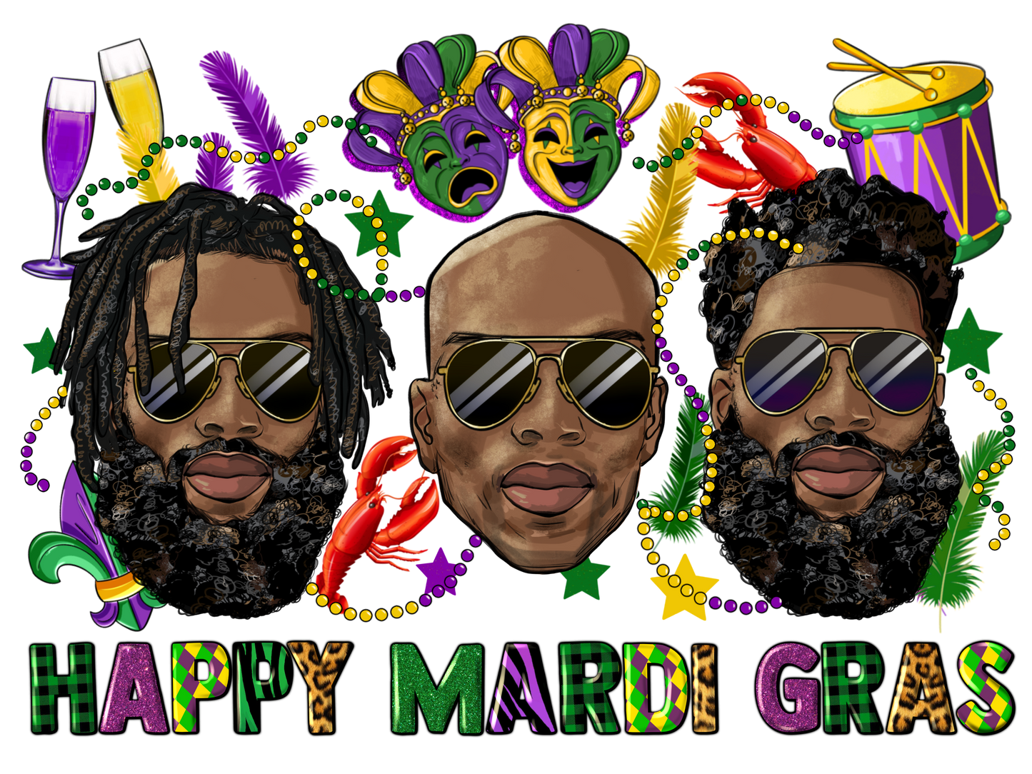 Mardi Gras Tee - 3 Cool Dudes